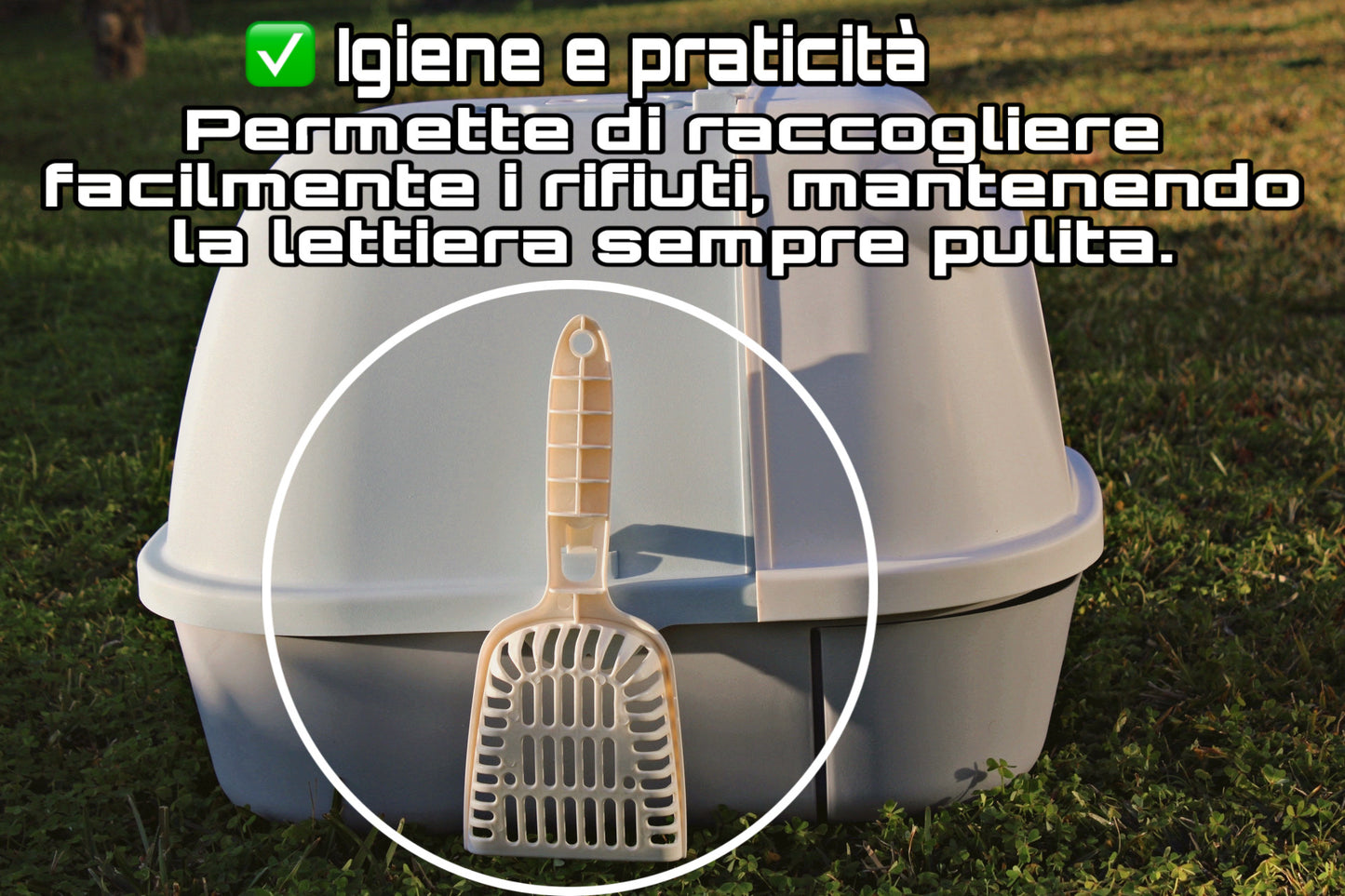 Lettiera per Gatti Chiusa con Cassetto – Facile da Pulire, con Paletta, Filtro Anti-Odori e Maniglia – Giocattolo Interattivo in Regalo!